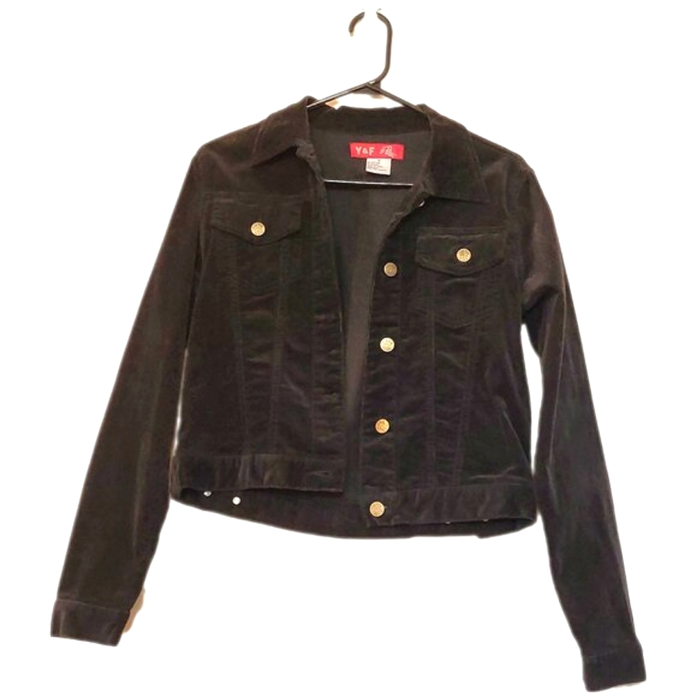 Y&F Ying Feng Jeans Vintage Y2K Black Women's Jean Jacket Size Medium